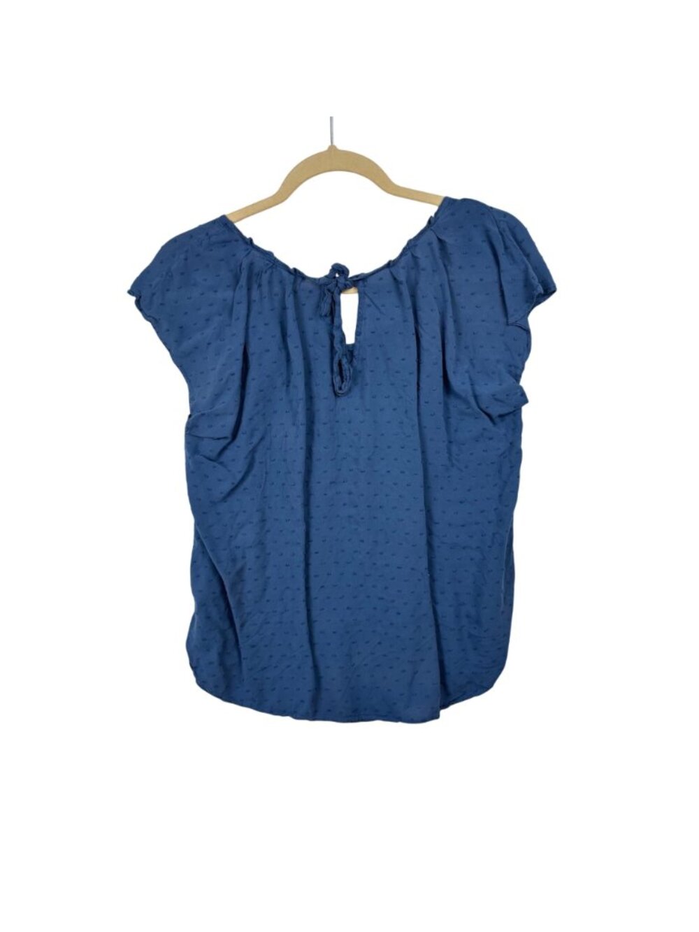 ✨3/$30 LC Lauren Conrad XL Blue Swiss Dot Tie Back Blouse 100% Rayon - Picture 3 of 4
